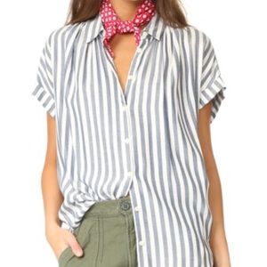 Women’s Madewell Stripe Central Shirt in Navy